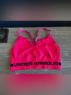 Under Armour Hot Pink Sports Bra with Black Logo
